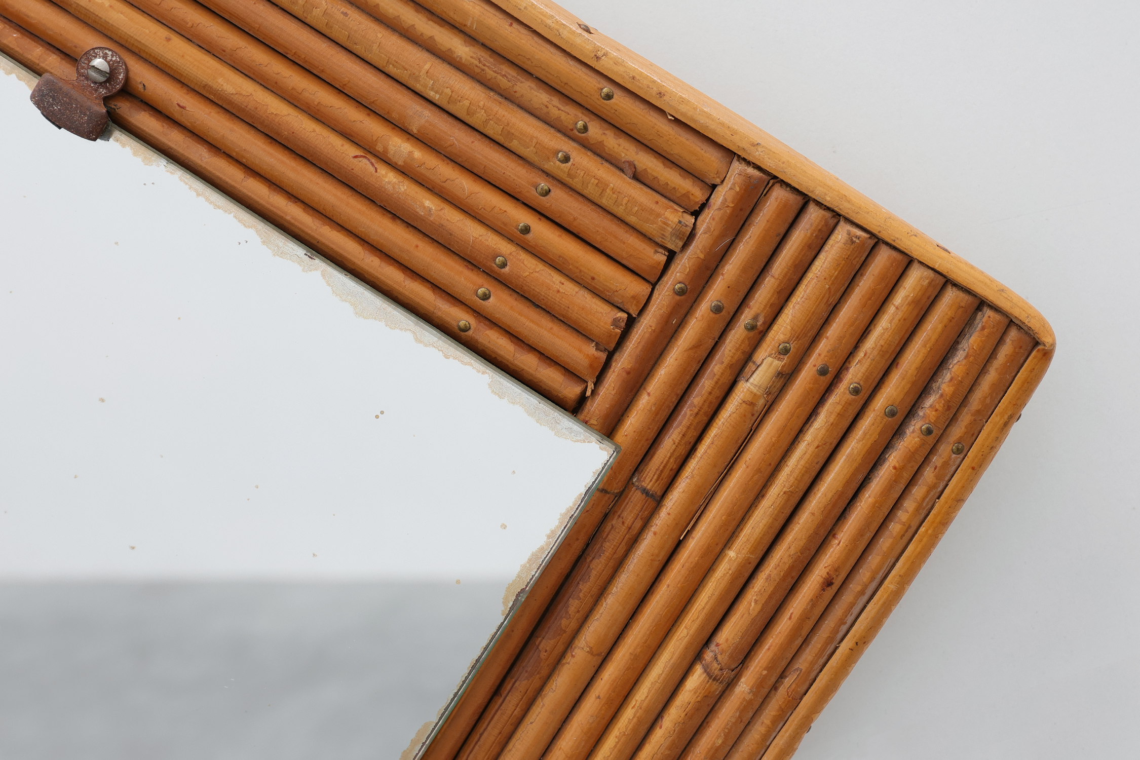 Mid century Square rattan mirror, France, 1960sthumbnail
